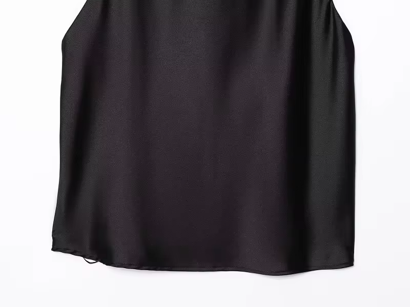 Halter Tops for Women - Sleeveless Casual Summer Necktie Top in black, view 5
