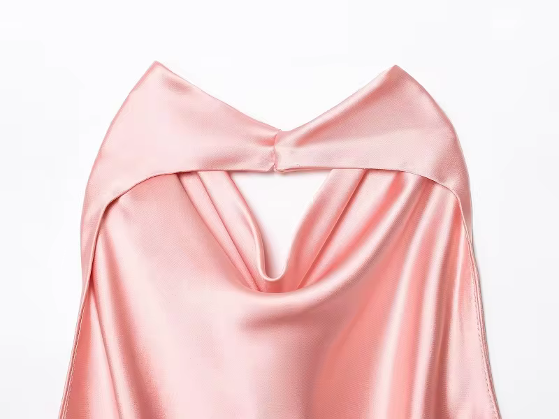 Halter Tops for Women - Sleeveless Casual Summer Necktie Top in Pink, view 3