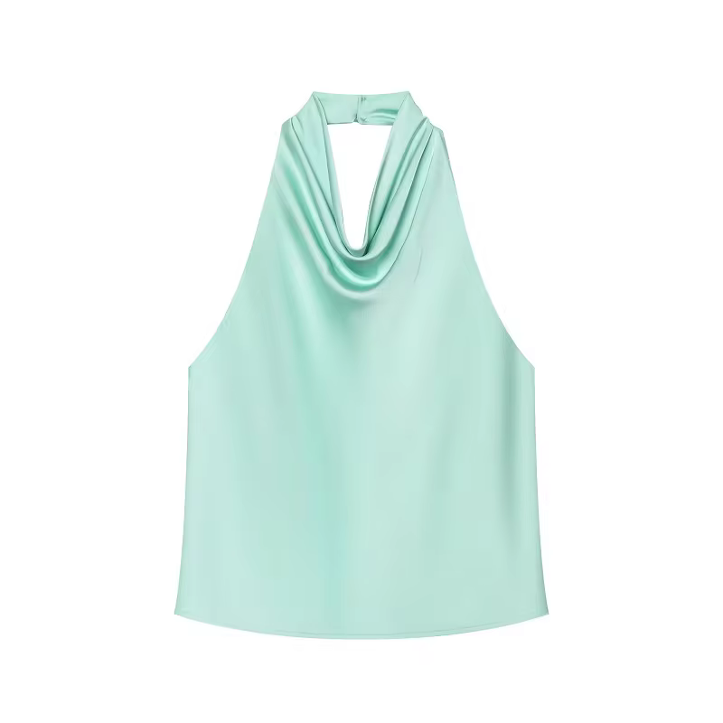 Halter Tops for Women - Sleeveless Casual Summer Necktie Top in BHL