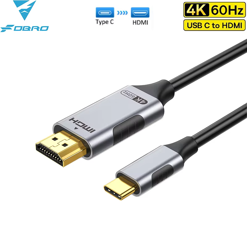 High-Speed HDMI Cable with Gold-Plated Connectors for 4K Ultra HD Video in 4K Type-C to HDMI