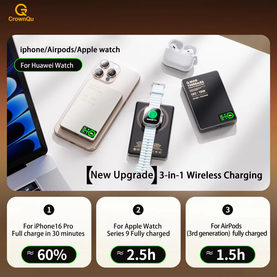 Magnetic Power Bank - Portable Wireless Charger with Strong Snap-On Grip, view 5