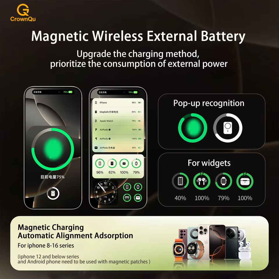 Magnetic Power Bank - Portable Wireless Charger with Strong Snap-On Grip, view 6