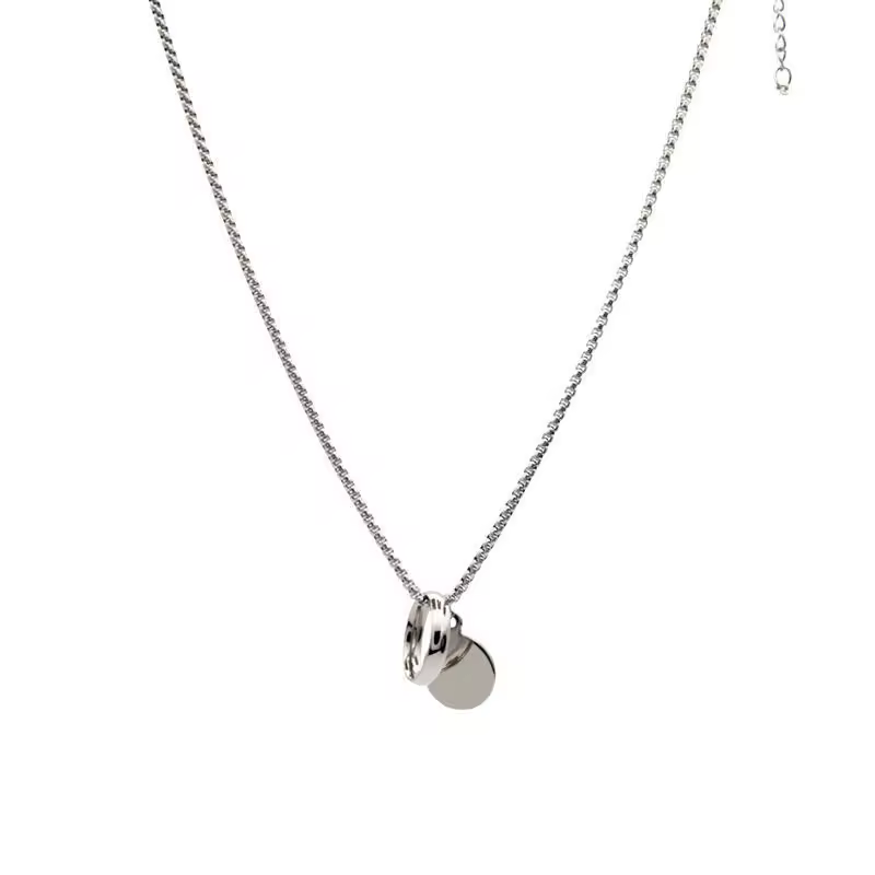 Pandora Sterling Silver Pendant Necklace, Classic Adjustable Chain for Women in Disc ring necklace, view 2