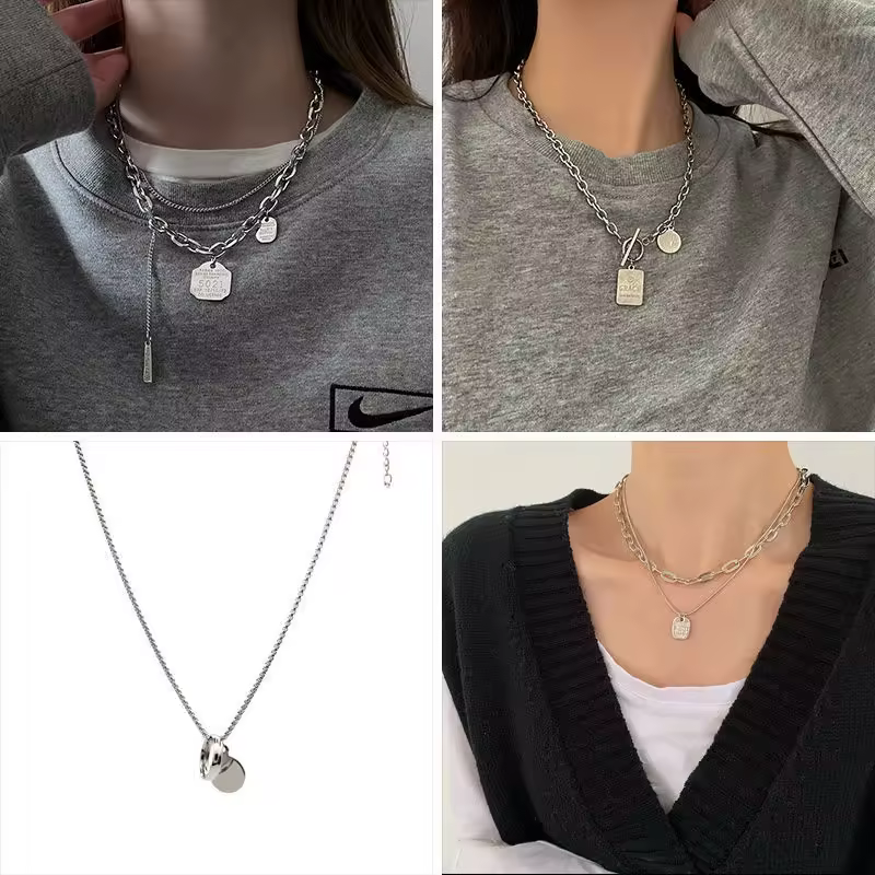 Pandora Sterling Silver Pendant Necklace, Classic Adjustable Chain for Women in Tide necklace, view 2