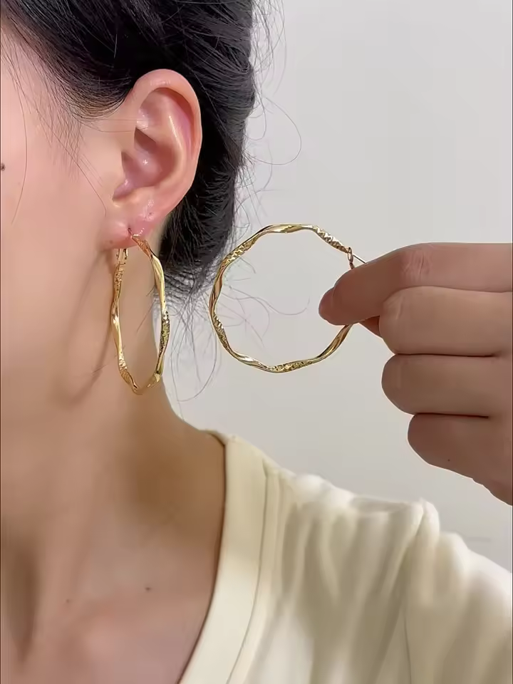 Shop Classic Round Hoop Earrings for Daily Wear and Special Occasions in Gold 1, view 5