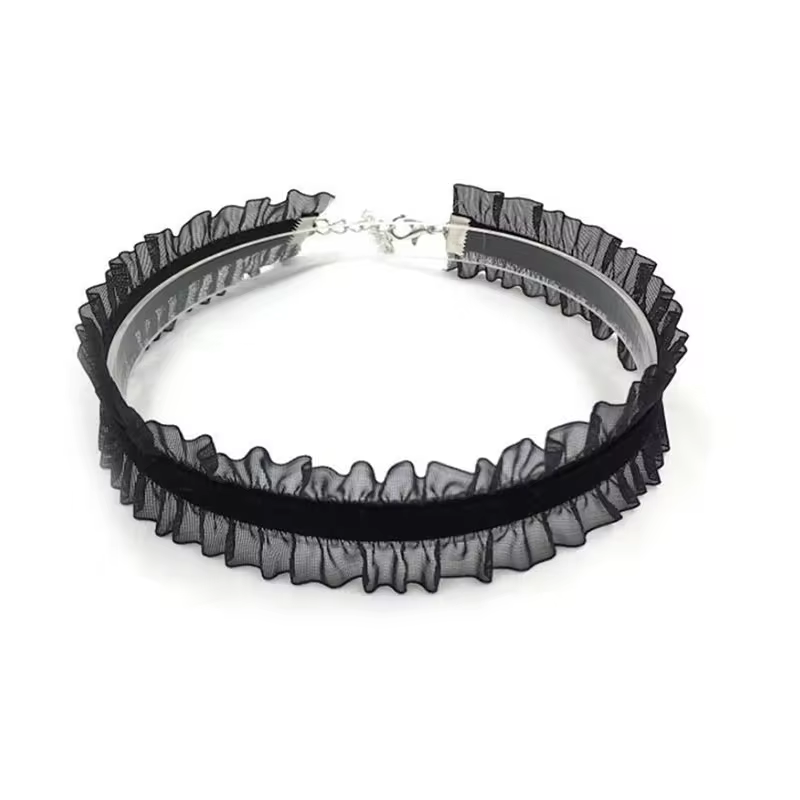 Short Lace Choker Necklace with Adjustable Fit - Elegant Style in C, view 2
