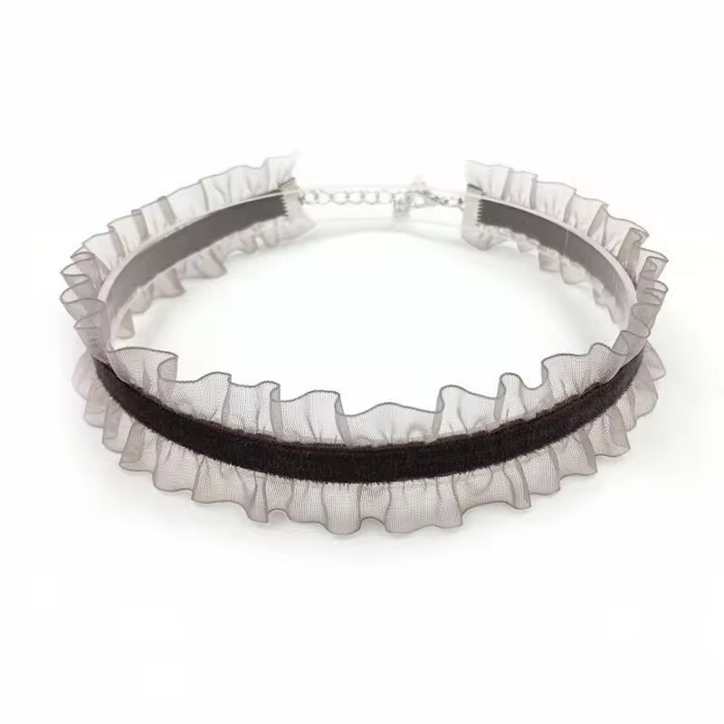 Short Lace Choker Necklace with Adjustable Fit - Elegant Style in C, view 3