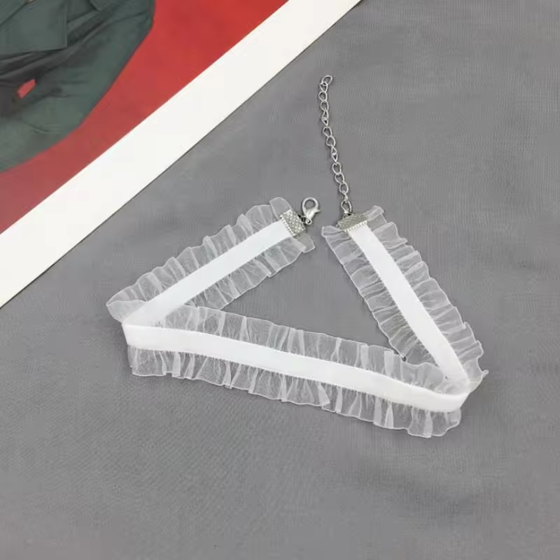 Short Lace Choker Necklace with Adjustable Fit - Elegant Style in B, view 3