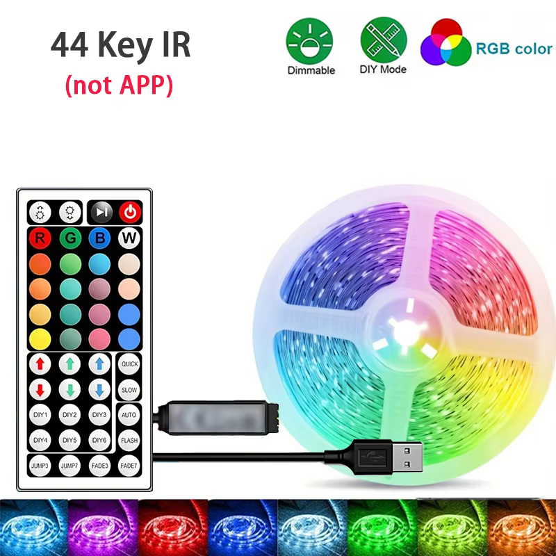 Smart RGB Light Strip with App Control and Music Sync in 44Key IR