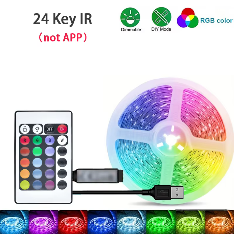 Smart RGB Light Strip with App Control and Music Sync in 24Key IR