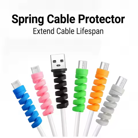 Spring Cable Protector Set for Charger and USB Cord Preservation