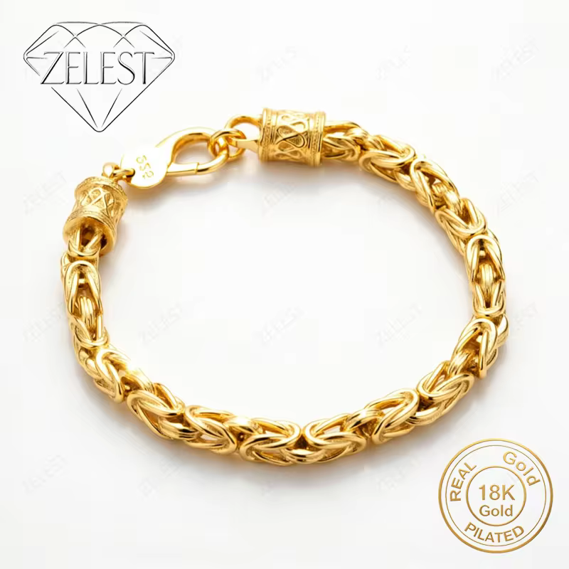 Sterling Silver Exquisite Braided Bracelet, Fashionable Party Jewelry for woman in Gold