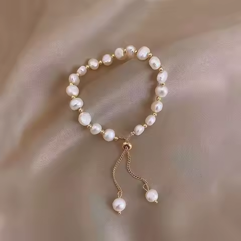 Sterling Silver Minimalist Baroque Bracelet - Adjustable Everyday Jewelry