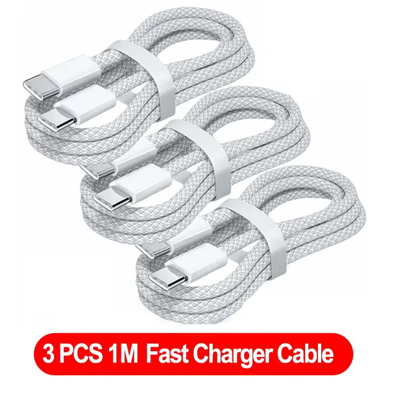USB Type C Charger - Fast Charging Wall Adapter for Phones and Tablets in 3PCS 1m