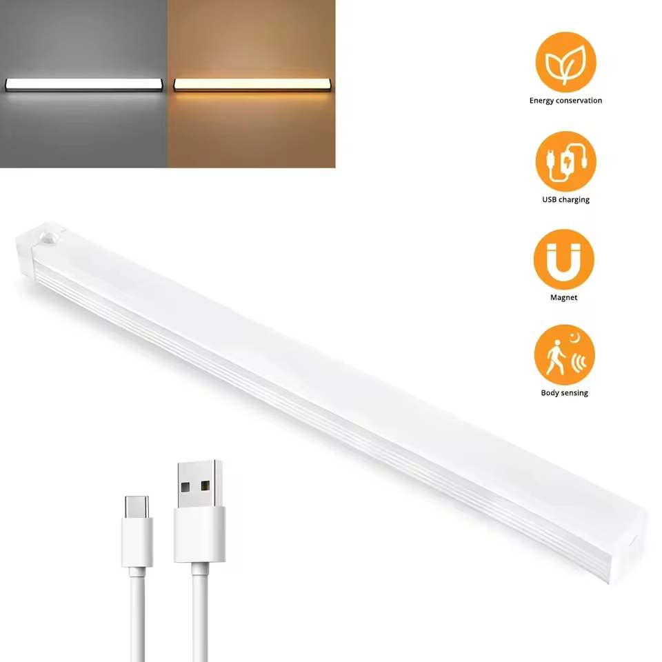 Wireless LED Motion Sensor Night Light, USB Rechargeable Magnetic Under Cabinet Closet Tube Lamp, view 8