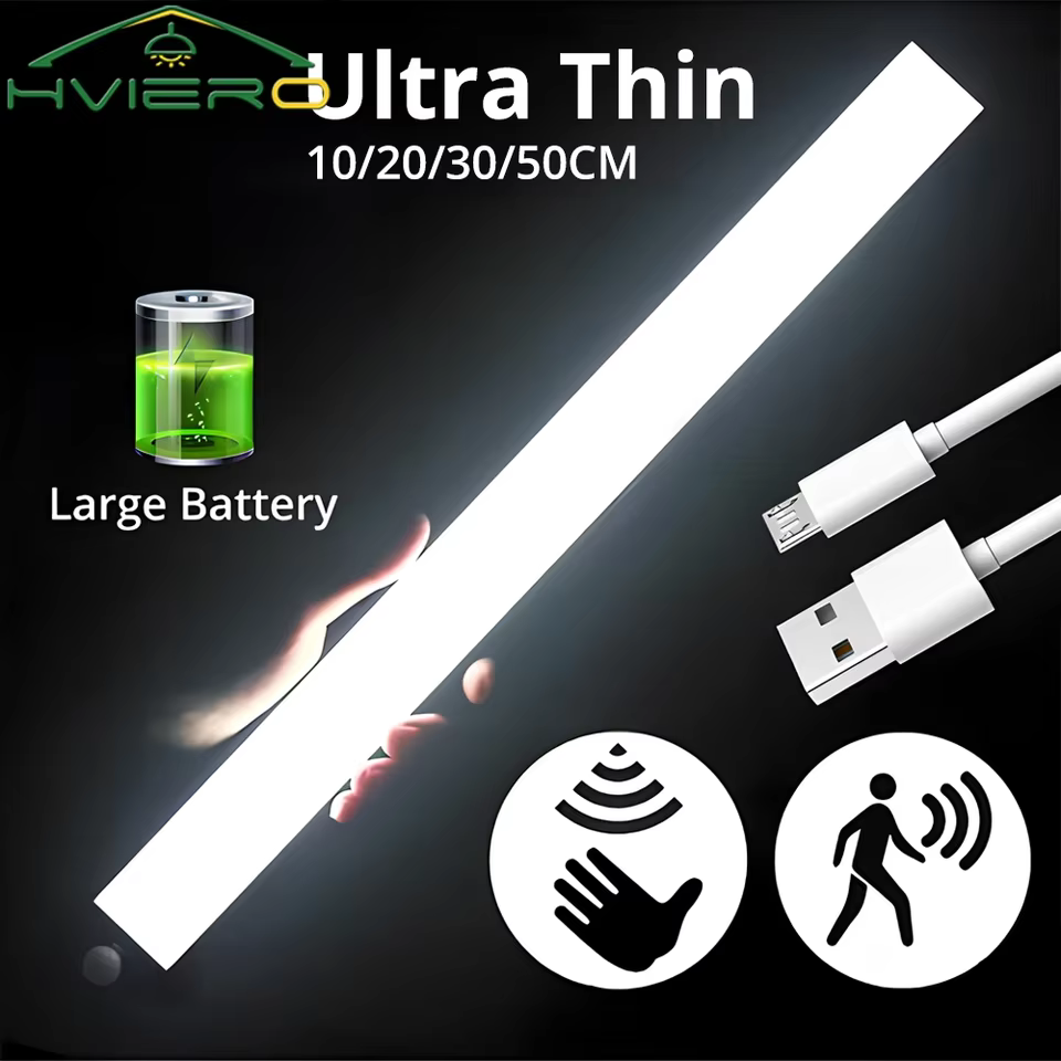 Wireless LED Motion Sensor Night Light, USB Rechargeable Magnetic Under Cabinet Closet Tube Lamp, view 6