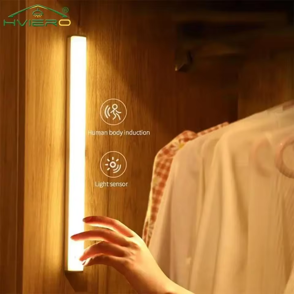 Wireless LED Motion Sensor Night Light, USB Rechargeable Magnetic Under Cabinet Closet Tube Lamp, view 2