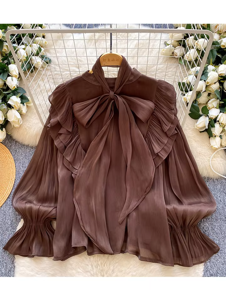 Women Cute Tops, Versatile Everyday Fashion & Casual Style in coffee, view 2