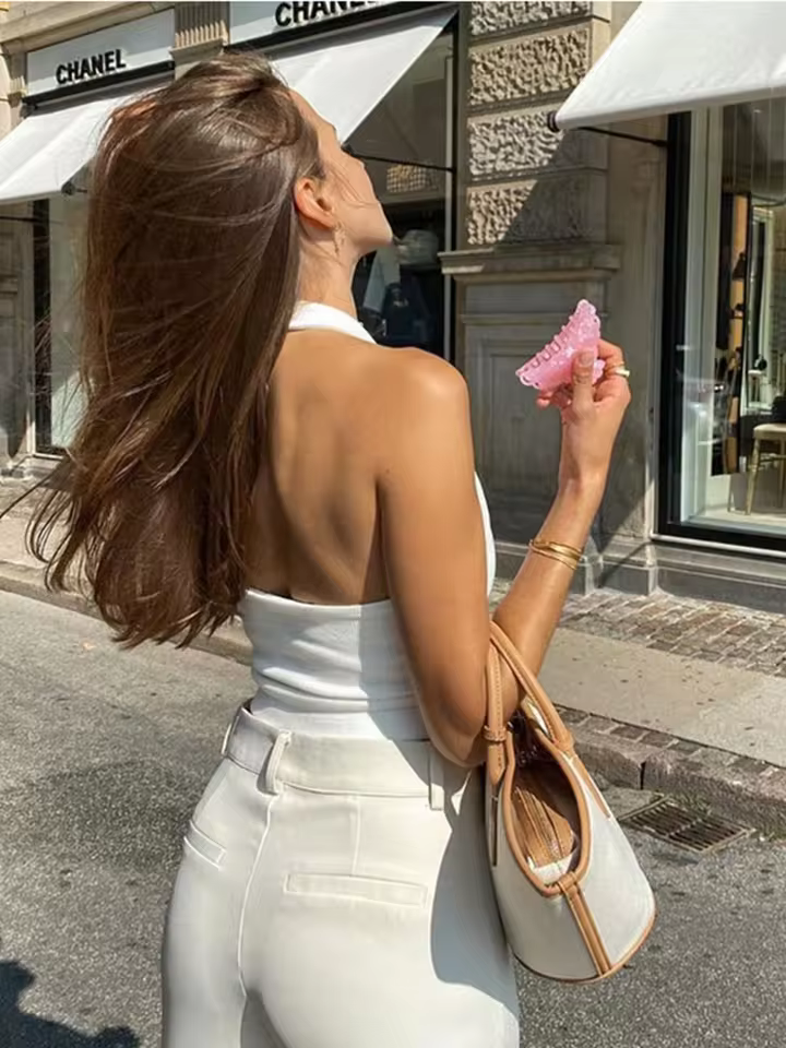Women's Backless Tank Tops in WHITE, view 6