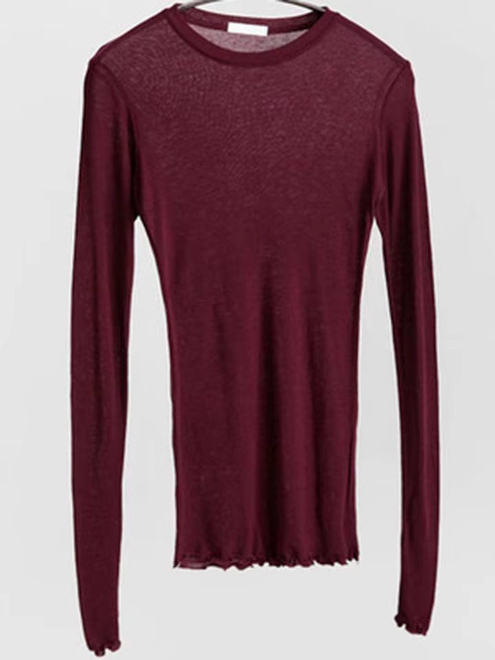 Women's T-Shirts - Soft Everyday Cotton Crewneck Short Sleeve Tees in Claret